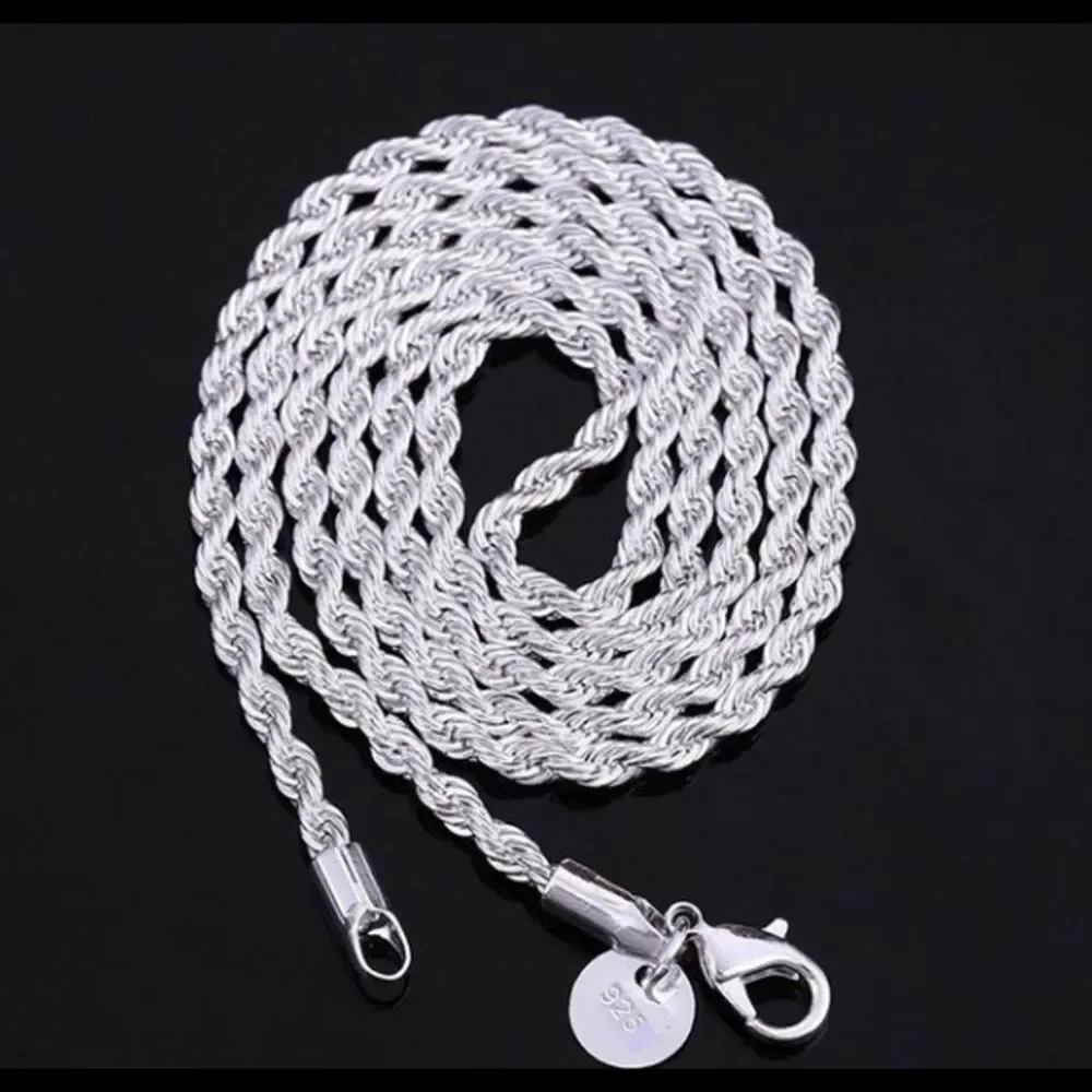 ✨ New 925 sterling silver rope chain 24 inches long 60 cm width ✨